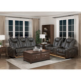 Tabor Dark Brown Power Double Reclining Loveseat