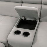 Farrah Exposed Feet With Black Faux Wood 3-Piece Sectional Adjustable Headrests, Pull-Out Bed And Console