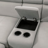 Farrah Exposed Feet With Black Faux Wood 3-Piece Sectional Adjustable Headrests, Pull-Out Bed And Console