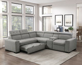 Farrah Exposed Feet With Black Faux Wood 3-Piece Sectional Adjustable Headrests, Pull-Out Bed And Console