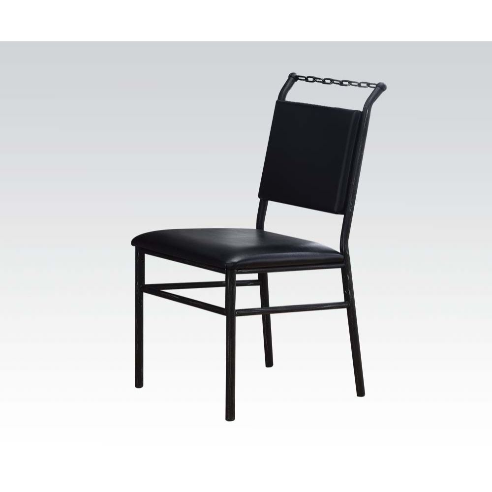 Jodie Black Synthetic Leather & Antique Black Finish Chair