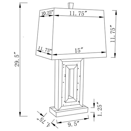 Ayelet Mirror 30-Inch Tapered Shade Ed Table Lamp Silver