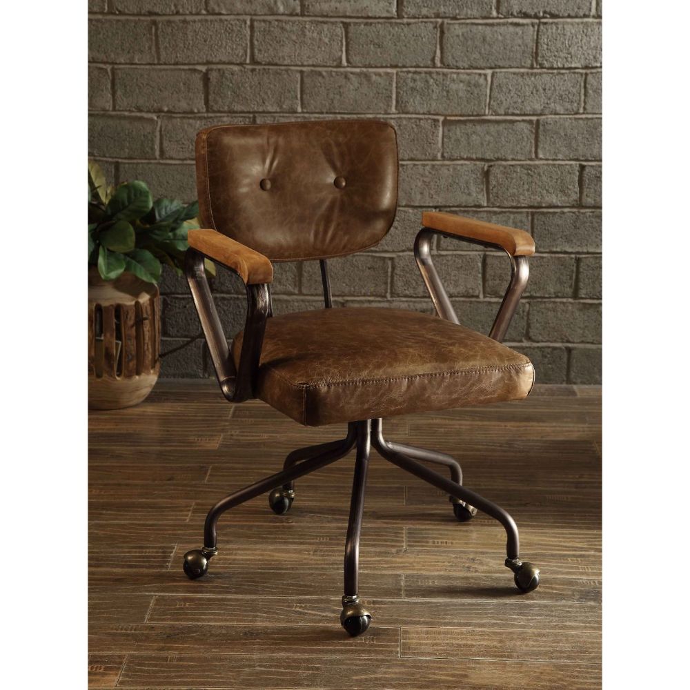 Hallie Vintage Whiskey Top Grain Leather Executive Office Chair