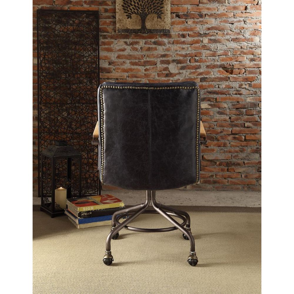 Harith Vintage Blue Top Grain Leather Executive Office Chair