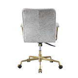 Damir Vintage White Top Grain Leather & Chrome Finish Office Chair