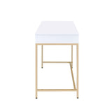 Ottey White High Gloss & Gold Finish Desk