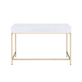 Ottey White High Gloss & Gold Finish Desk