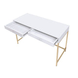 Ottey White High Gloss & Gold Finish Desk