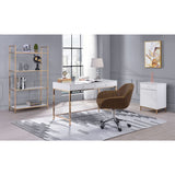 Ottey White High Gloss & Gold Finish Desk