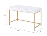 Ottey White High Gloss & Gold Finish Desk