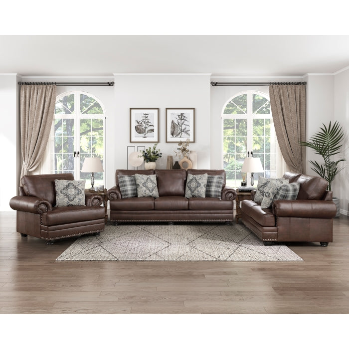 Franklin Exposed Feet With Espresso Faux Wood Sofa