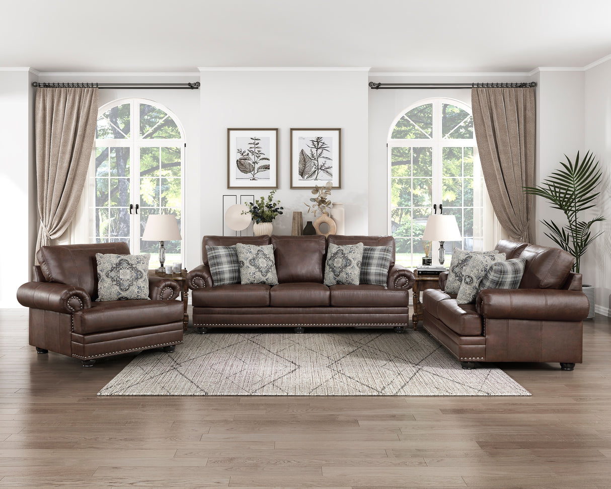 Franklin Exposed Feet With Espresso Faux Wood Sofa