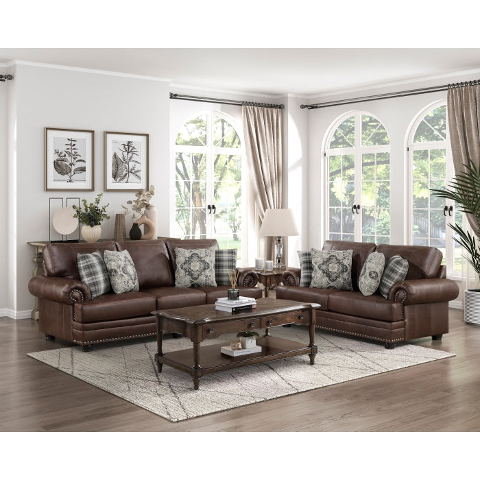Franklin Exposed Feet With Espresso Faux Wood Sofa