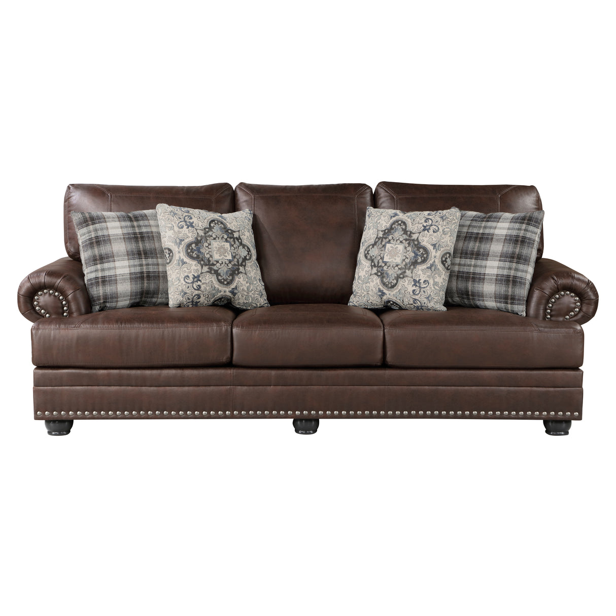 Franklin Exposed Feet With Espresso Faux Wood Sofa