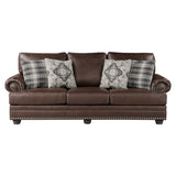 Franklin Exposed Feet With Espresso Faux Wood Sofa