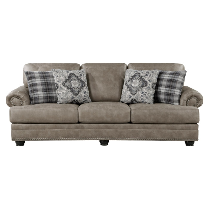 Franklin Exposed Feet With Espresso Faux Wood Sofa