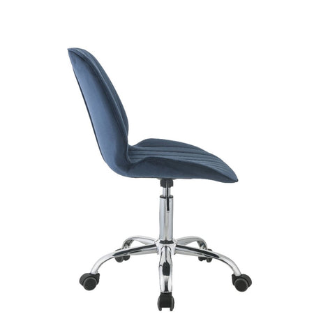 Muata Twilight Blue Velvet & Chrome Finish Office Chair