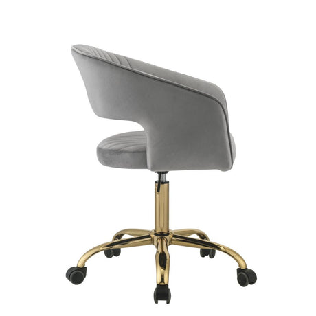 Hopi Gray Velvet & Gold Finish Office Chair