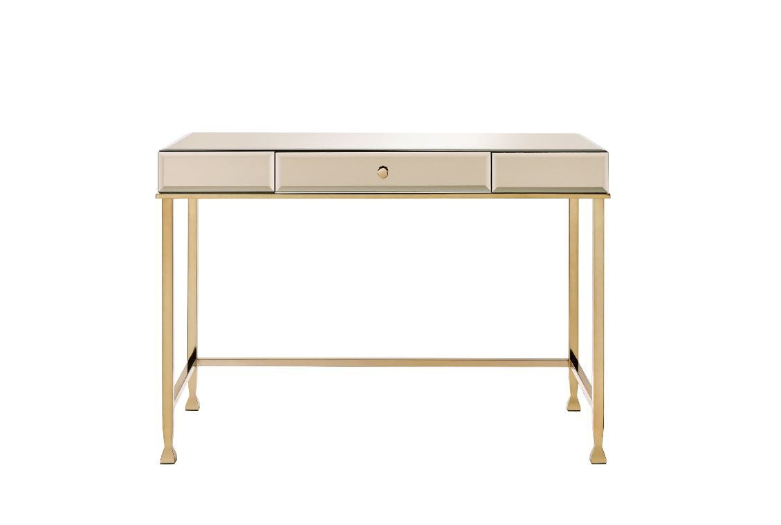 Canine Smoky Mirrored And Champagne Finish Writing Desk