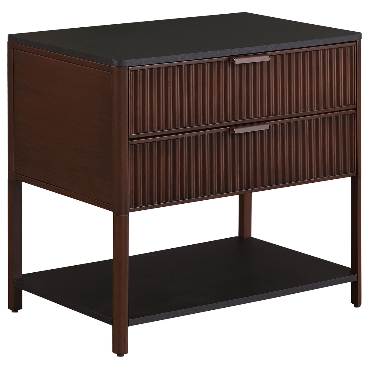 Zimmerlee Rust Brown 2-Drawer Side Table With Shelf