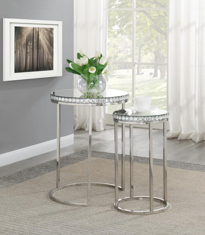 Addison 2-Piece Round Nesting Table Silver