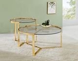 Delia 2-Piece Round Nesting Table Clear And Gold