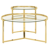 Delia 2-Piece Round Nesting Table Clear And Gold