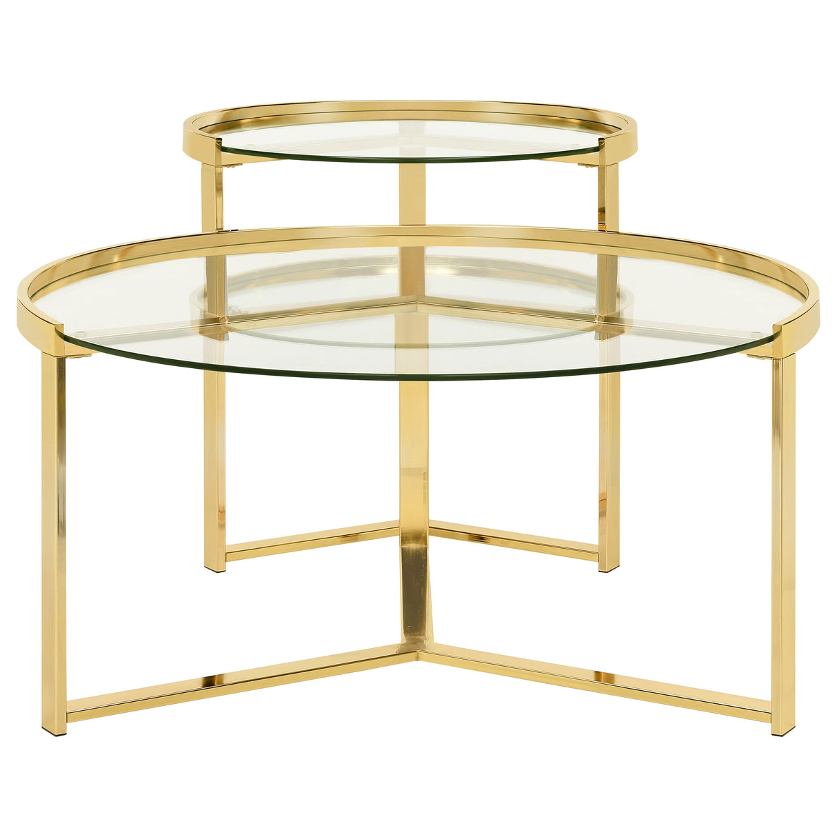Delia 2-Piece Round Nesting Table Clear And Gold