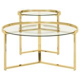 Delia 2-Piece Round Nesting Table Clear And Gold