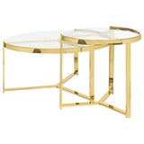Delia 2-Piece Round Nesting Table Clear And Gold