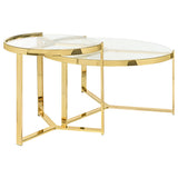 Delia 2-Piece Round Nesting Table Clear And Gold