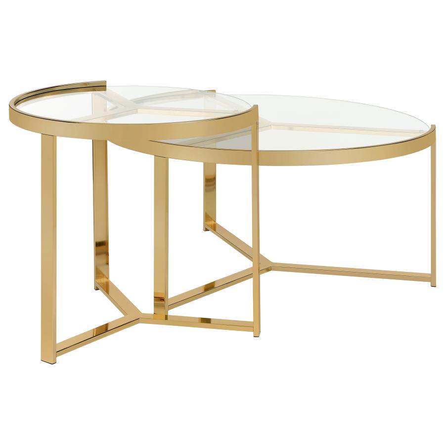 Delia 2-Piece Round Nesting Table Clear And Gold