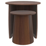 Yency 2-piece Round Mango Wood Nesting Table Set Dark Brown