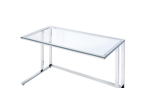 Tyrese Clear Glass Top & Chrome Finish Writing Desk