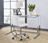 Tyrese Clear Glass Top & Chrome Finish Writing Desk