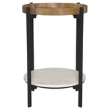 Adhvik Round Accent Table With Marble Shelf Natural And Black