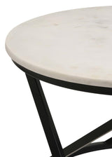 Miguel Round Accent Table With Marble Top White And Black