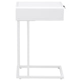 Amherst White 1-Drawer Radio Weave Cane Metal Side Table