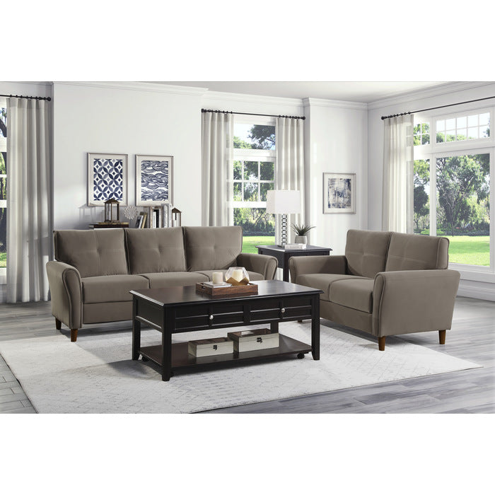 Dunleith Light Brown Velvet Loveseat