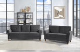 Dunleith Charcoal Gray Velvet Loveseat
