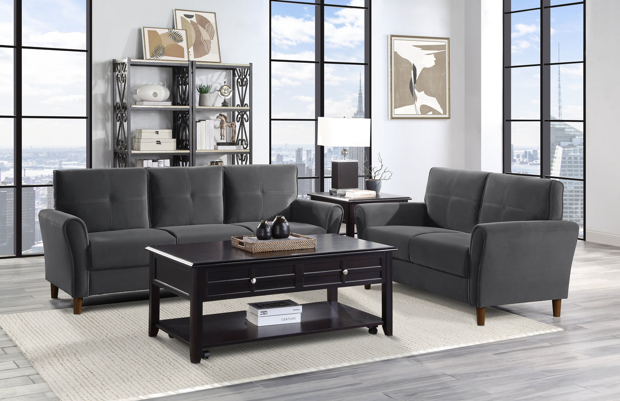 Dunleith Charcoal Gray Velvet Sofa