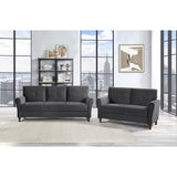 Dunleith Charcoal Gray Velvet Sofa