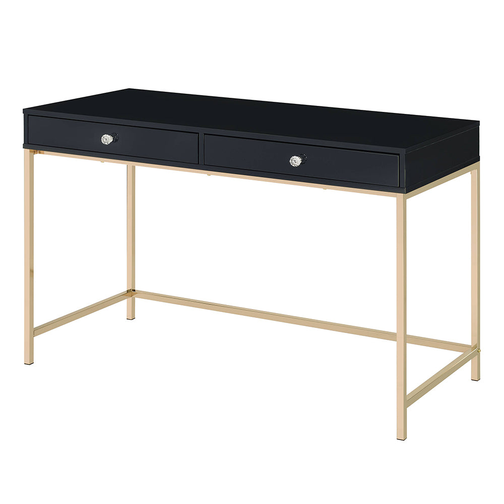 Ottey Black High Gloss & Gold Finish Writing Desk