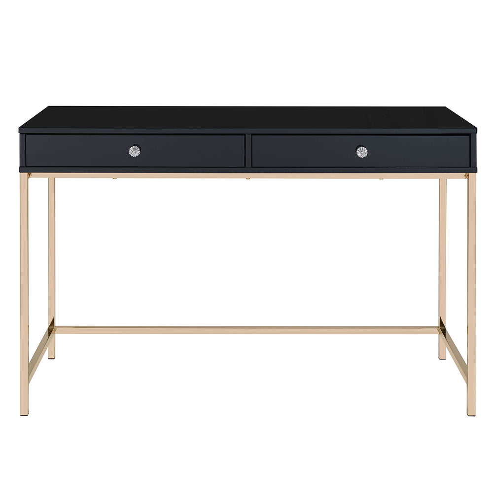 Ottey Black High Gloss & Gold Finish Writing Desk