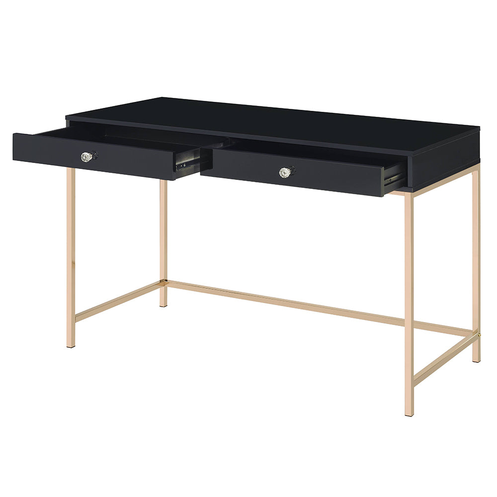 Ottey Black High Gloss & Gold Finish Writing Desk