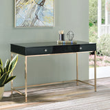 Ottey Black High Gloss & Gold Finish Writing Desk