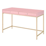 Ottey Pink High Gloss & Gold Finish Writing Desk