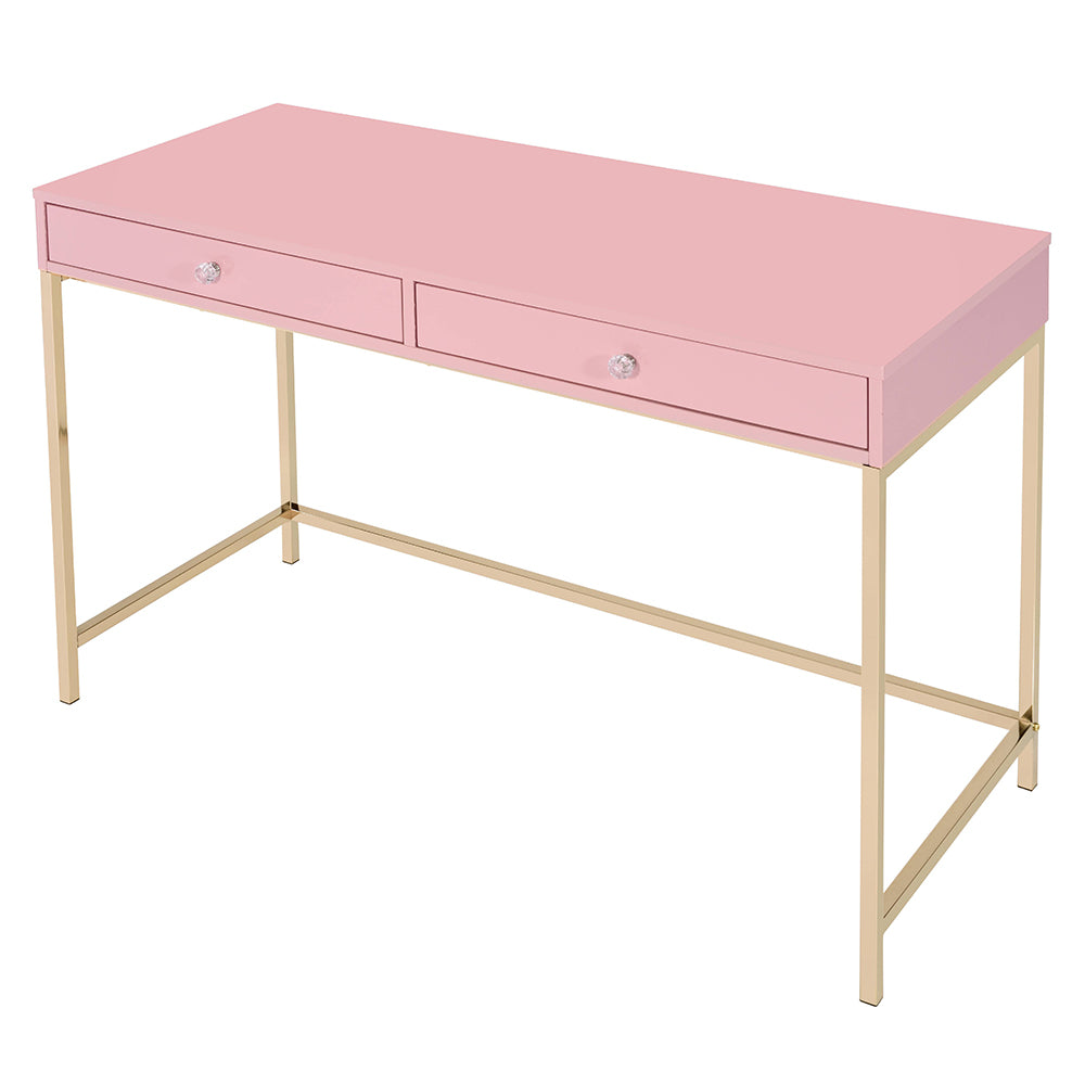 Ottey Pink High Gloss & Gold Finish Writing Desk