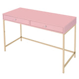 Ottey Pink High Gloss & Gold Finish Writing Desk