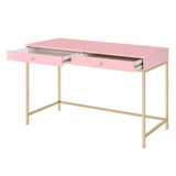 Ottey Pink High Gloss & Gold Finish Writing Desk